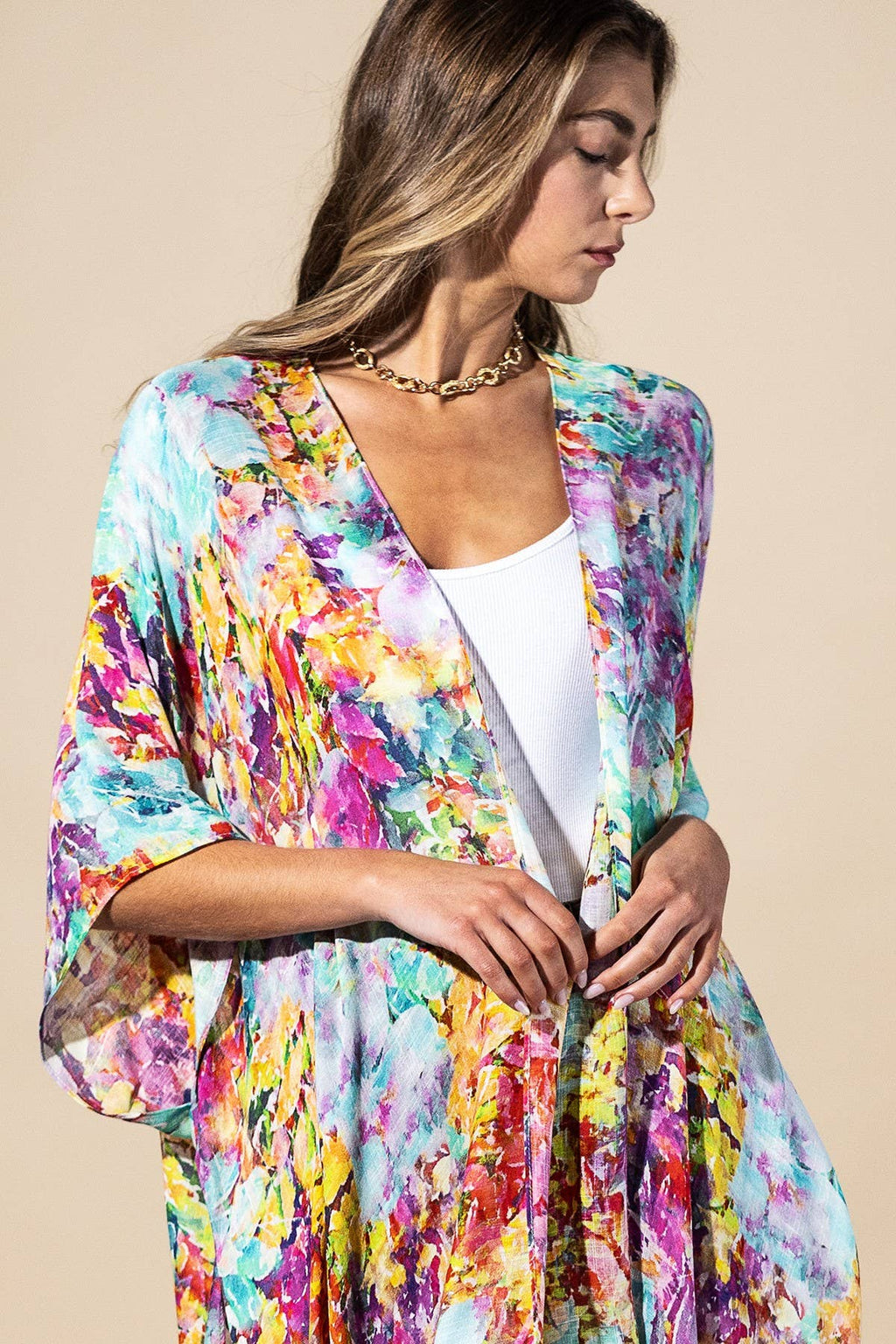 Wild Petal Viscose Kimono: Wildflower