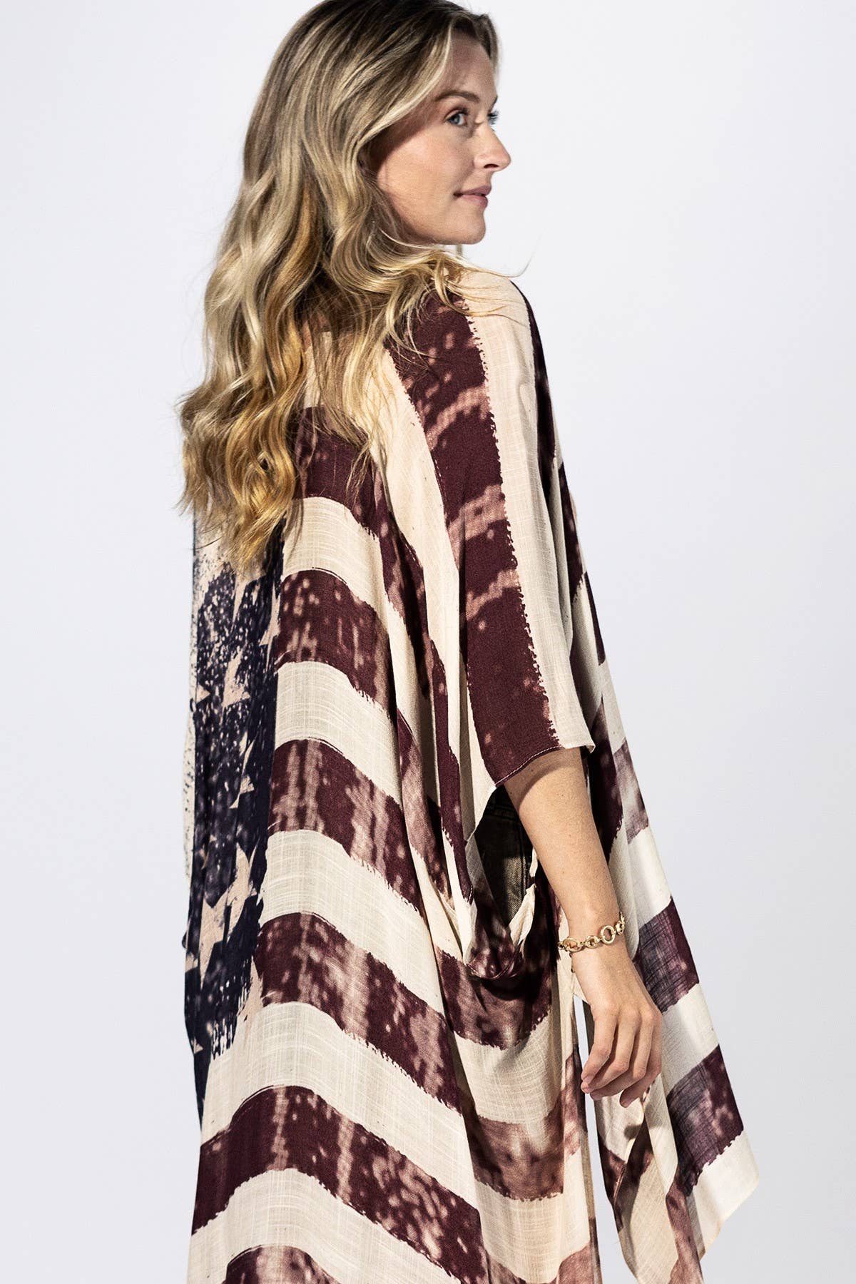 Vintage Americana Flag Kimono: FLAG MULTI / 2 / One Size