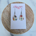 Coffee Cups MINI Teardrop Leather Earrings