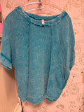 Zenana Blue Mineral Wash Tunic oversized