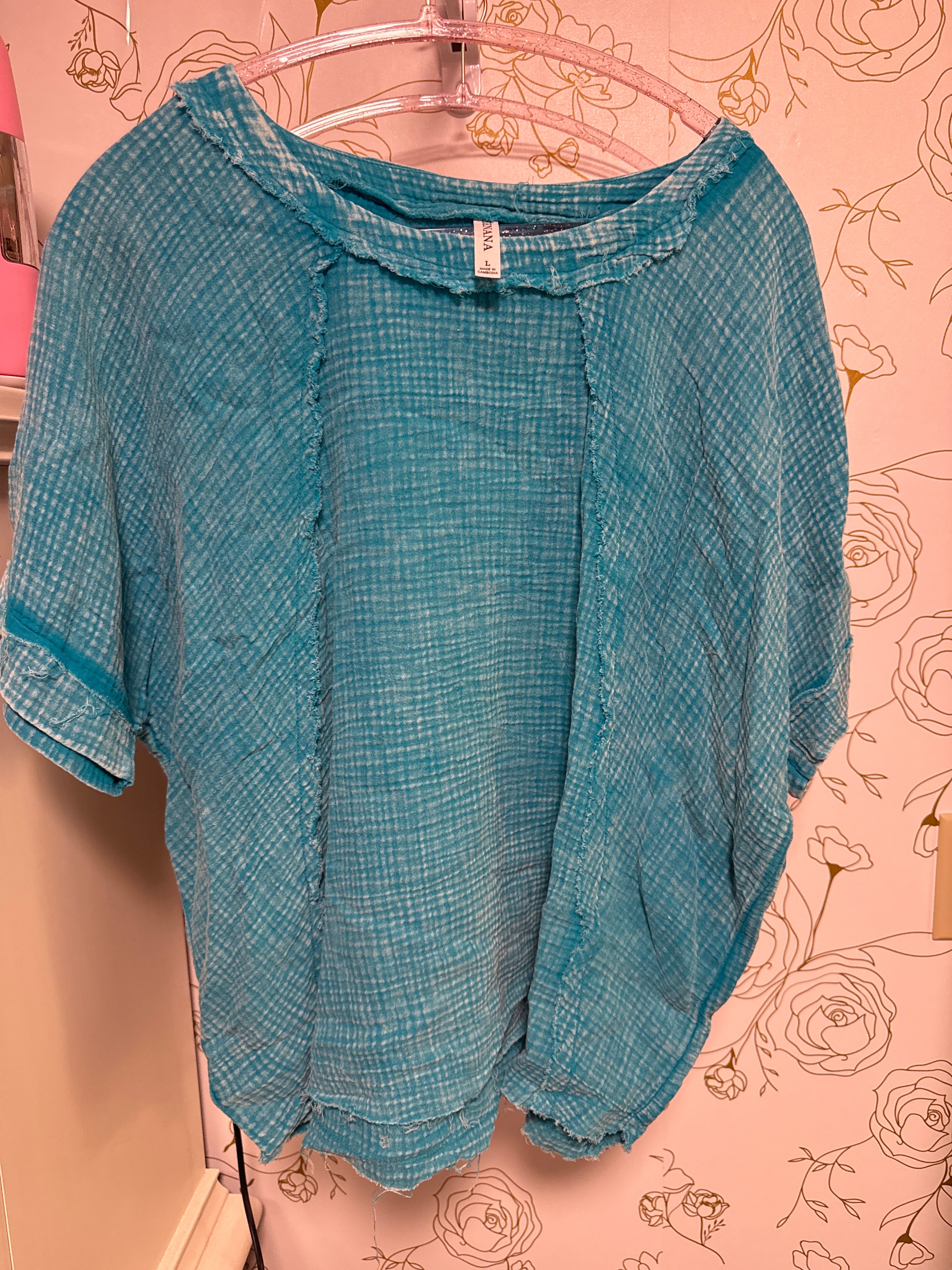 Zenana Blue Mineral Wash Tunic oversized