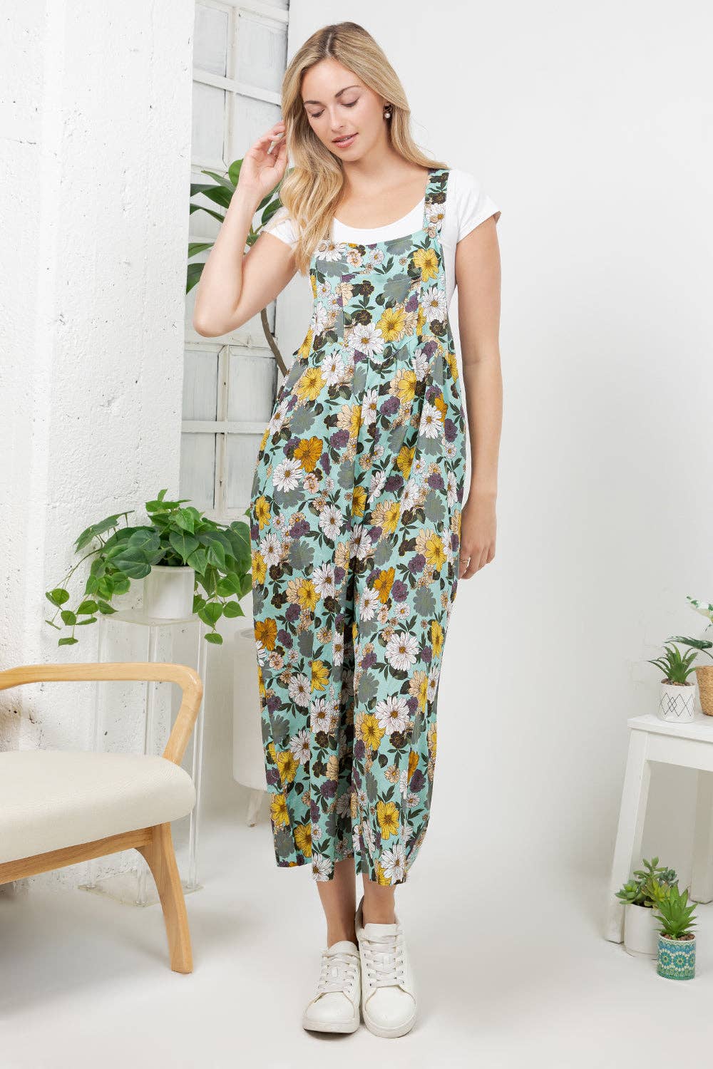 Vintage Floral Print Overall: S