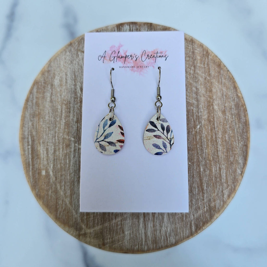 Fall Leaves MINI Teardrop Leather Earrings