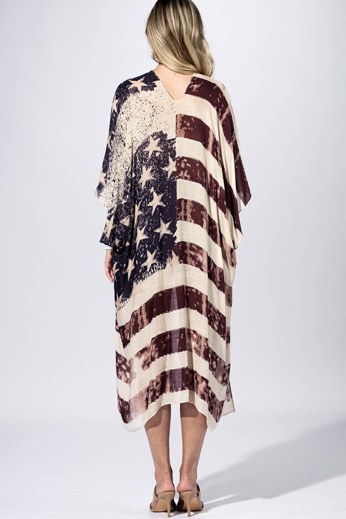 Vintage Americana Flag Kimono: FLAG MULTI / 2 / One Size