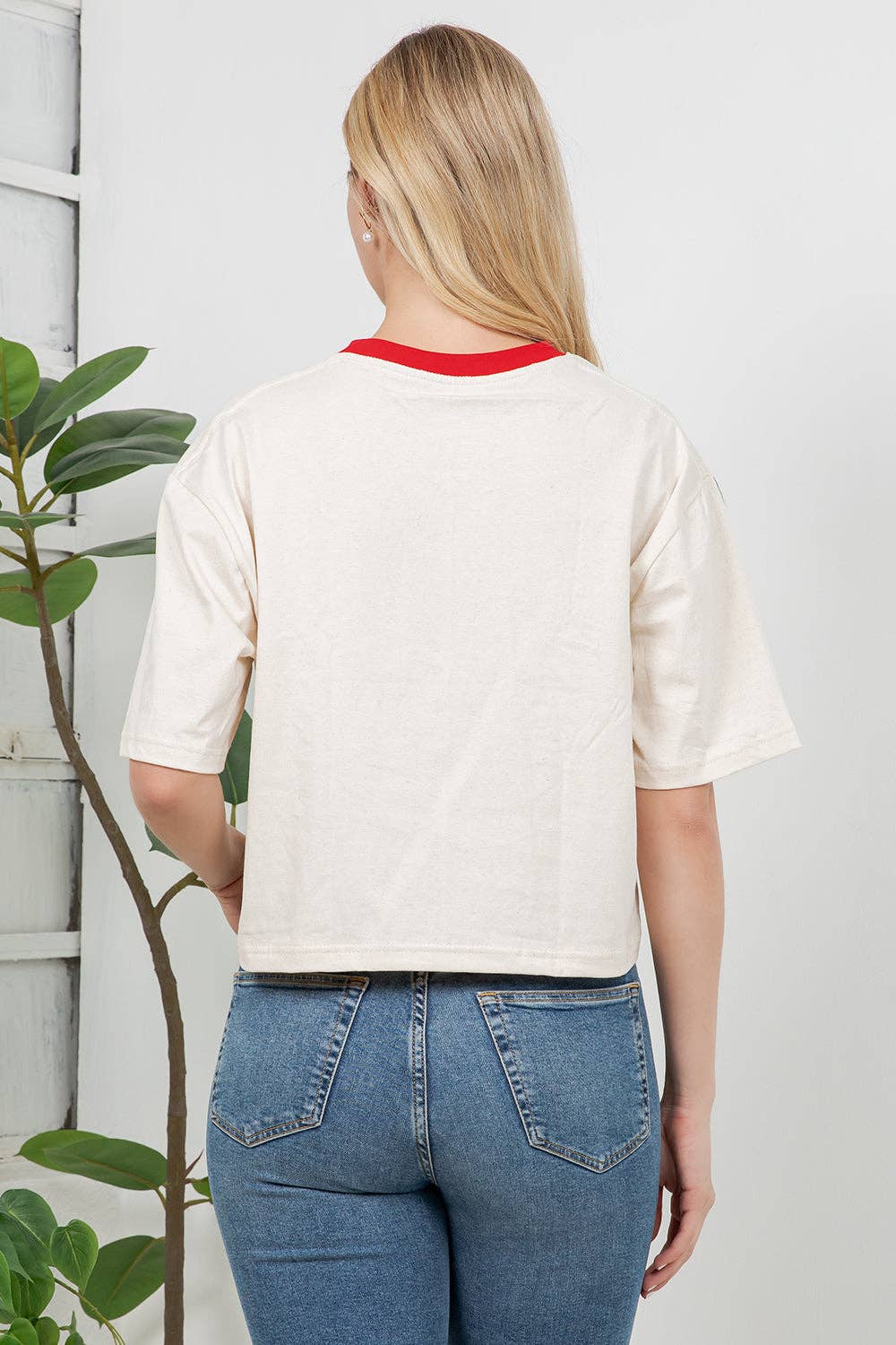Tomato Print Cotton Crop Top: L
