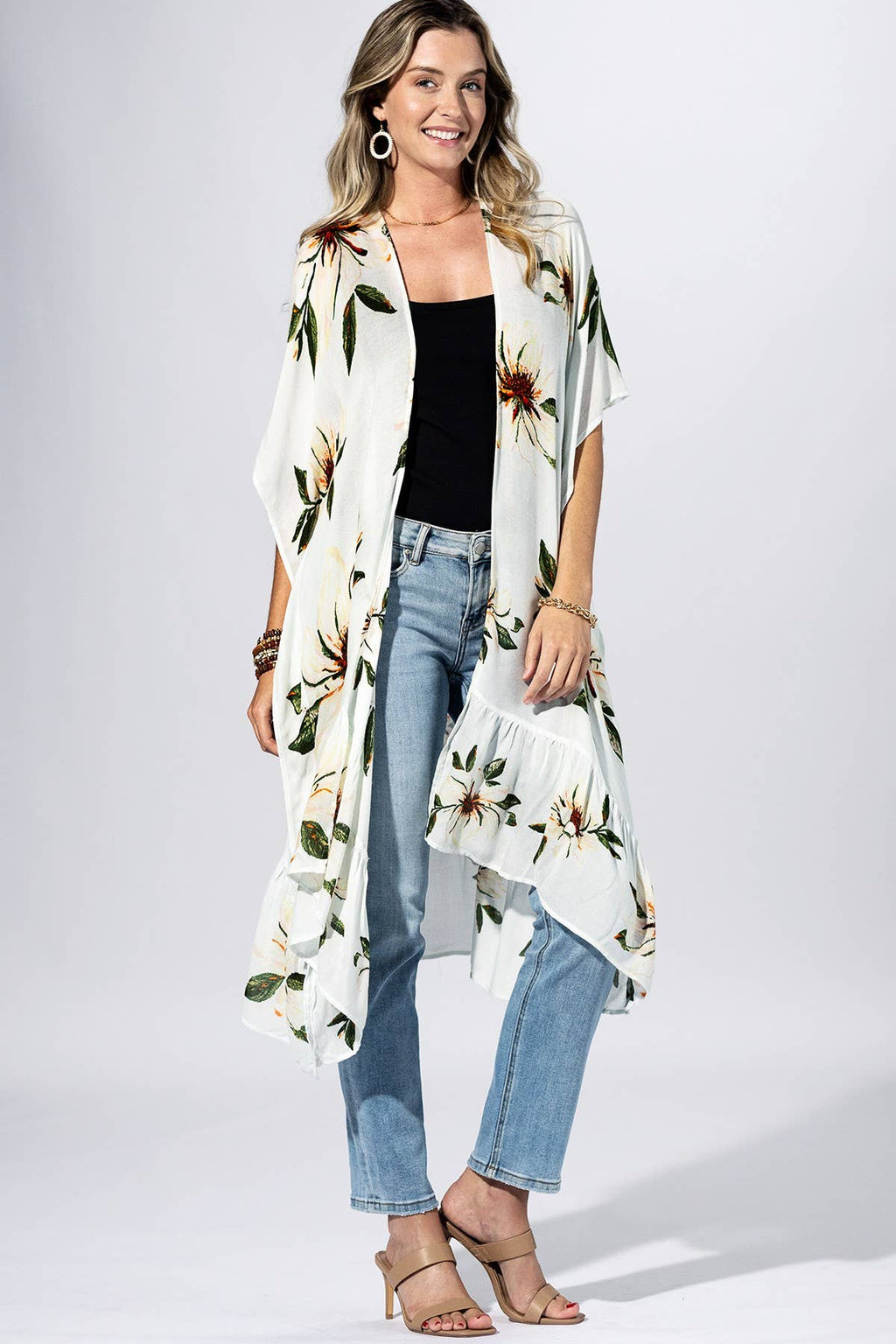Magnolia Bloom Kimono: DUTCH WHITE / 2 / One Size