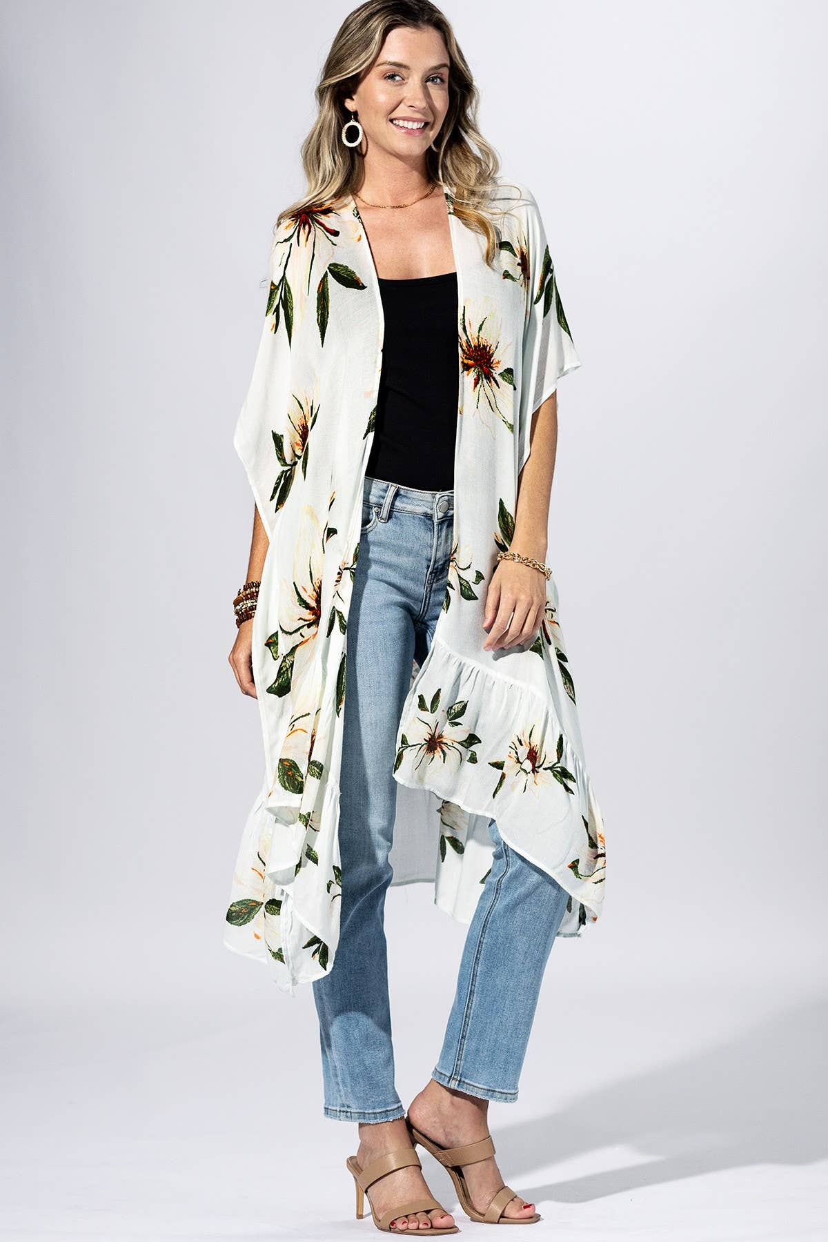 Magnolia Bloom Kimono: DUTCH WHITE / 2 / One Size