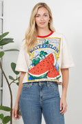 Watermelon Print Cotton Crop Top: L