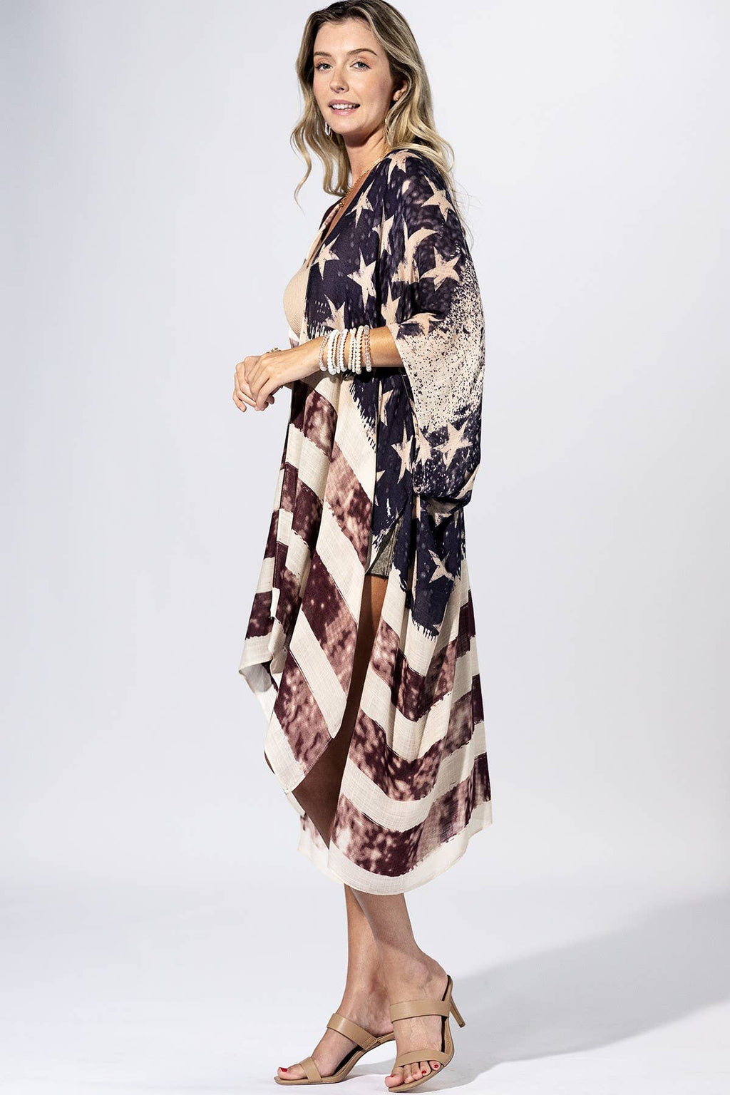 Vintage Americana Flag Kimono: FLAG MULTI / 2 / One Size