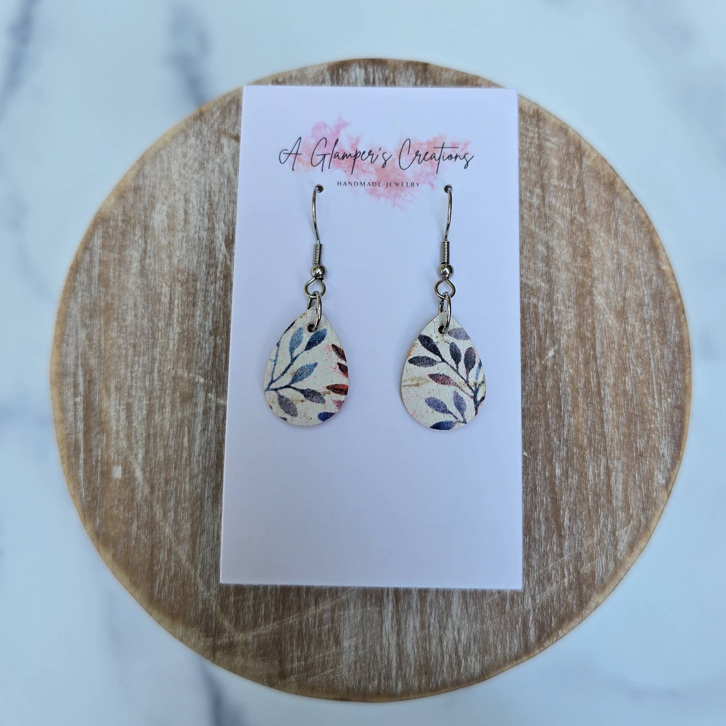 Fall Leaves MINI Teardrop Leather Earrings