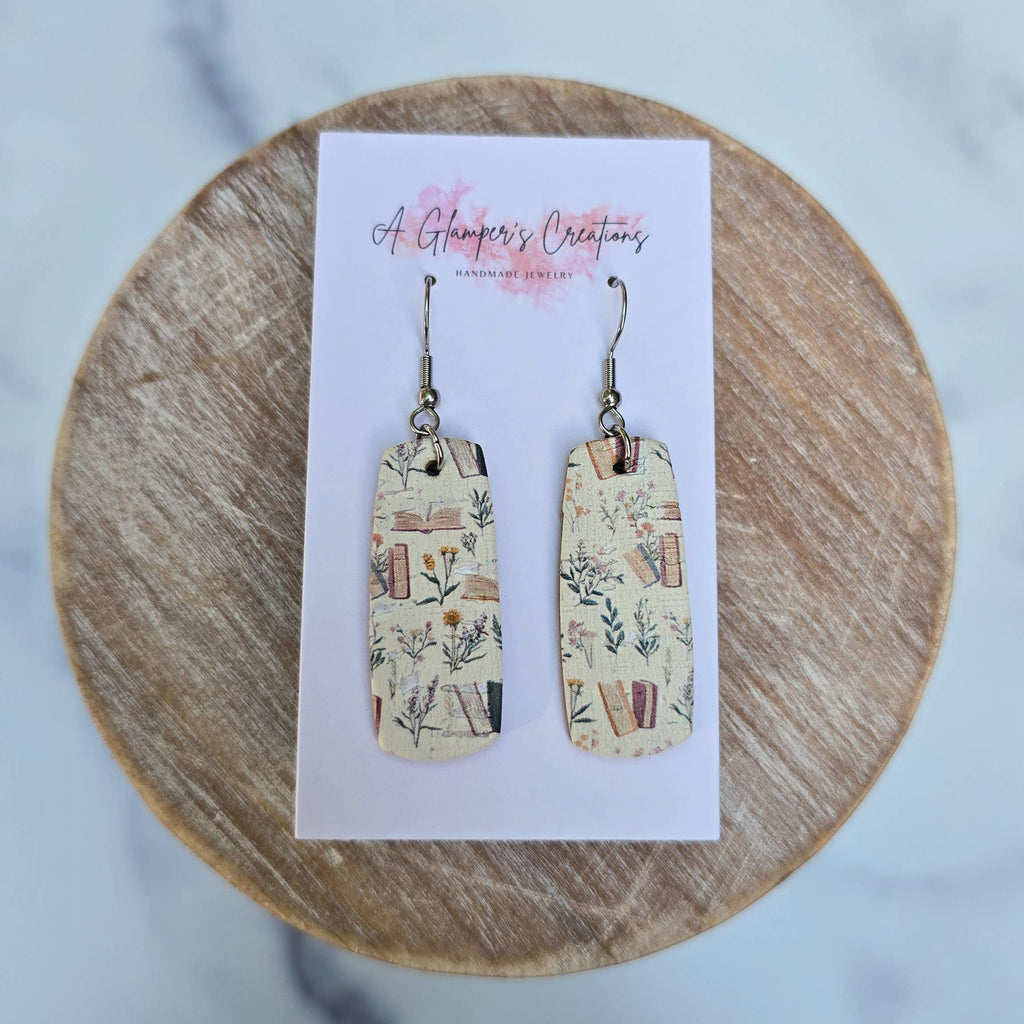 Boho Bookish Mini Bar Leather Earrings