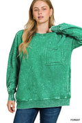 French terry washed pullover w/ side pocket Zenana: FOREST-160209 / XL