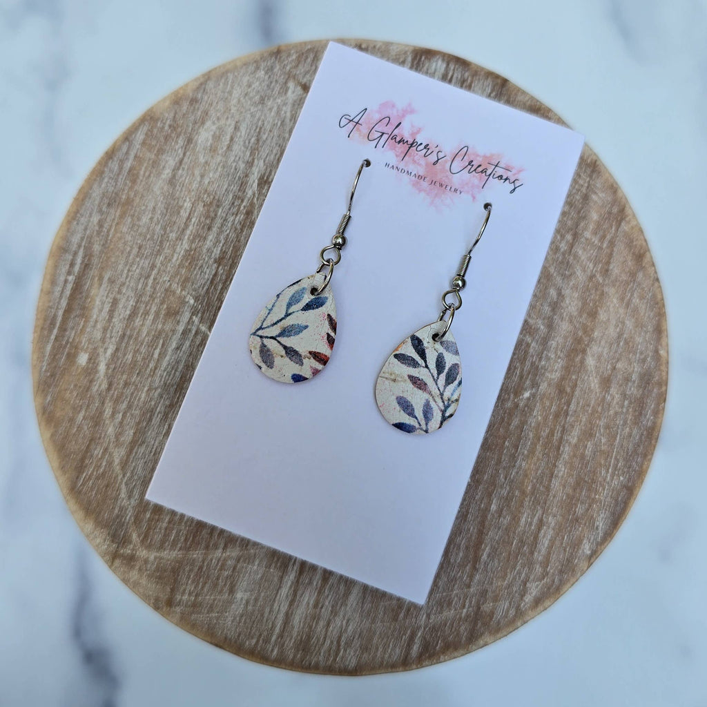 Fall Leaves MINI Teardrop Leather Earrings