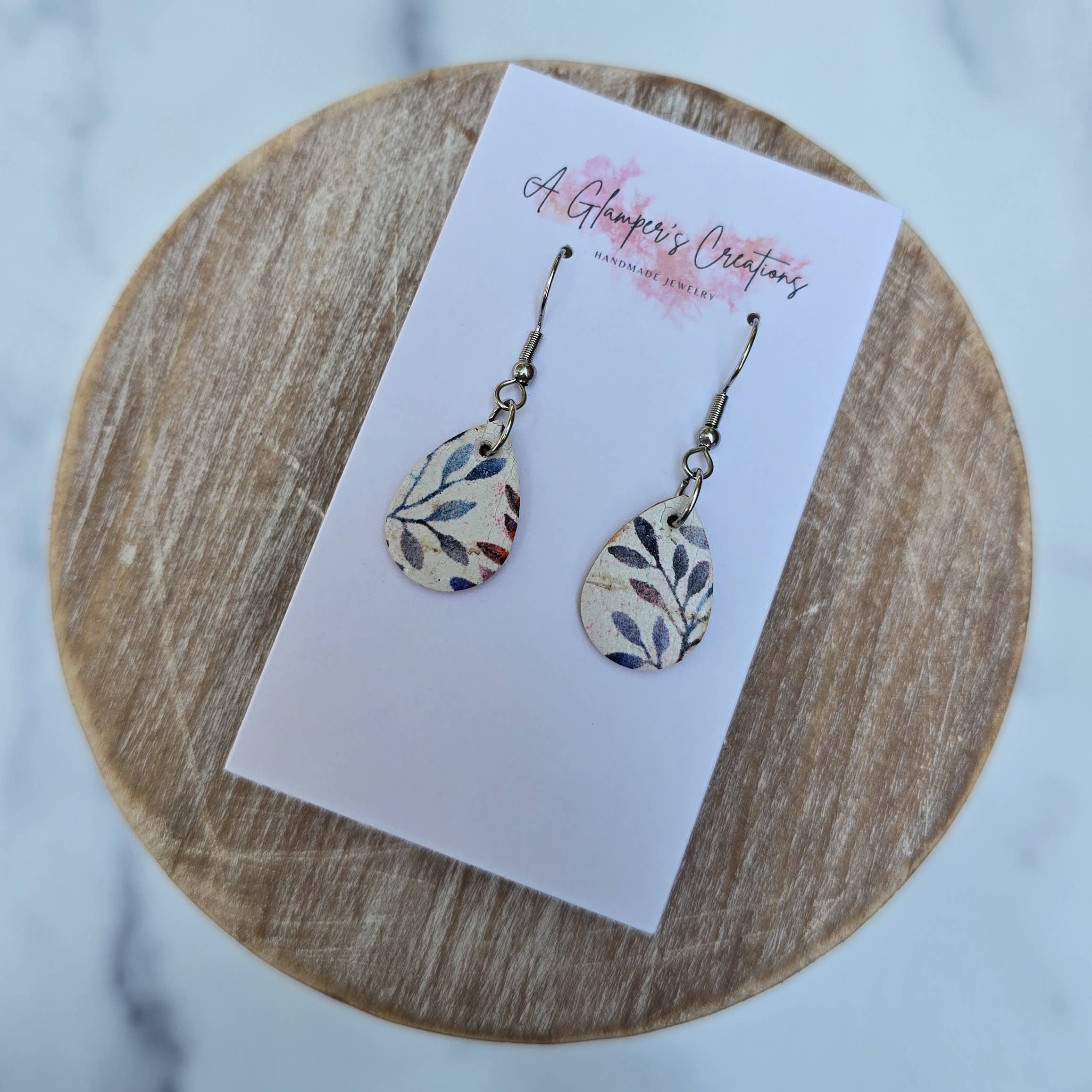 Fall Leaves MINI Teardrop Leather Earrings