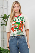 Tomato Print Cotton Crop Top: L