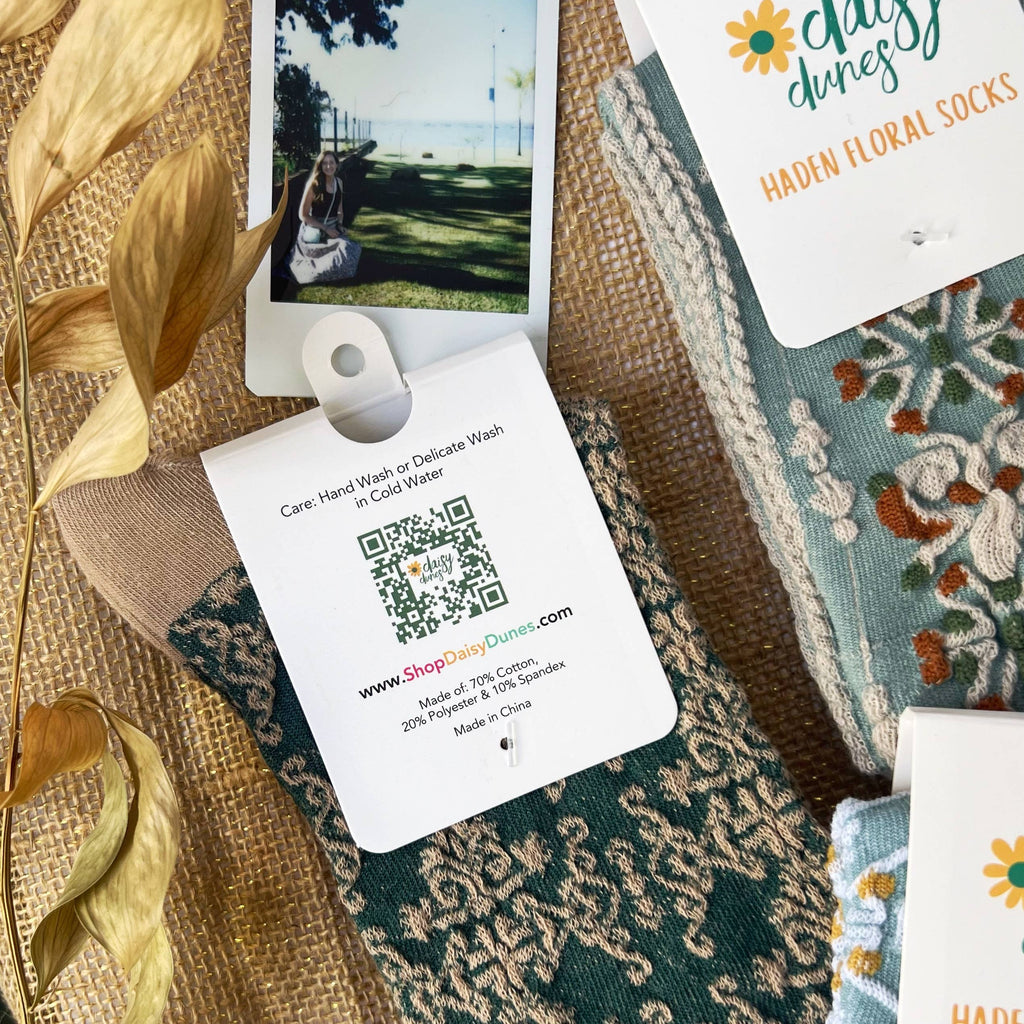 Haden Floral Socks: Mustard