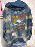 Upcycled Mustang hooded flannel