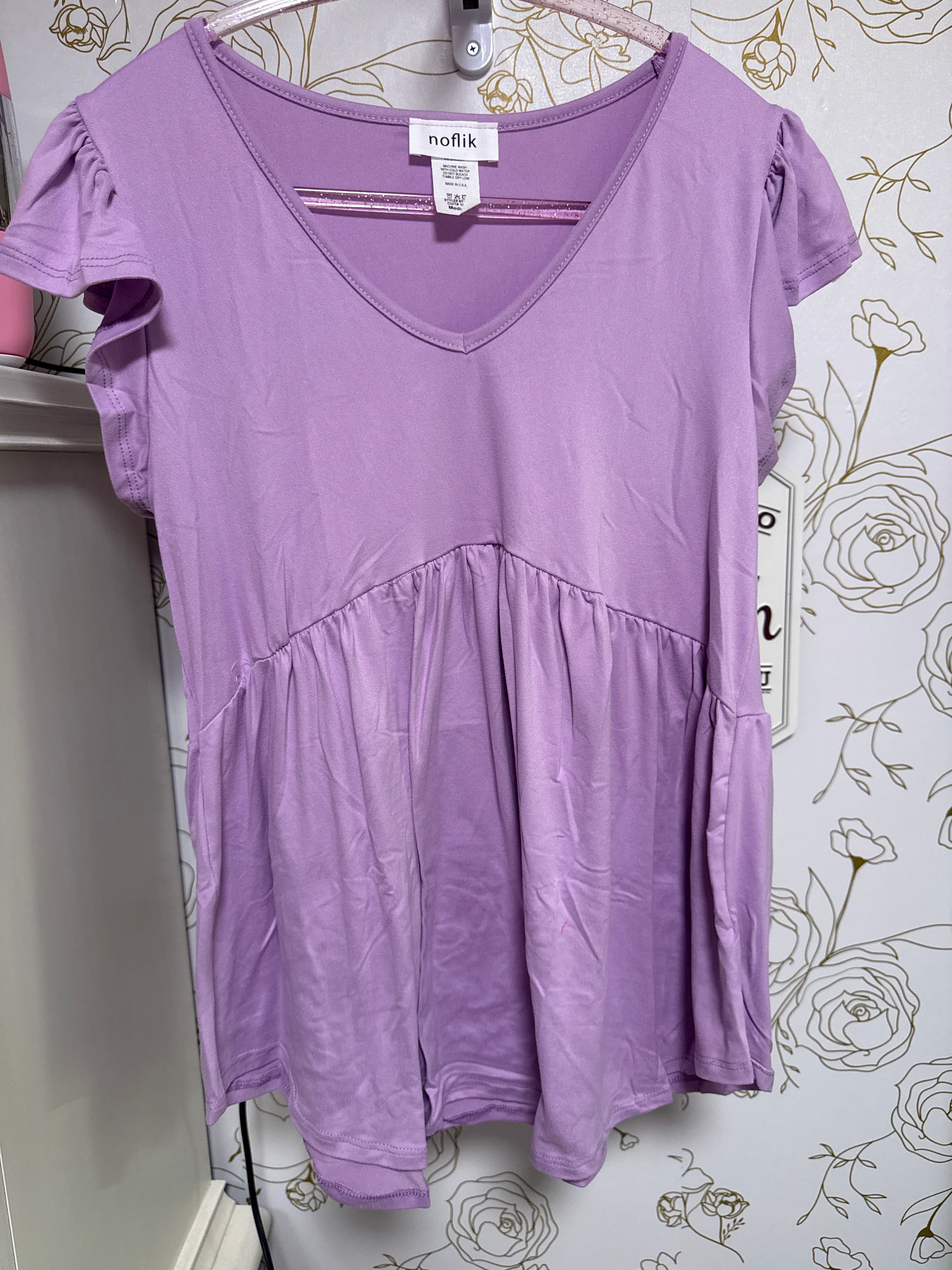 Noflik Ruffle Babydoll Top Purple