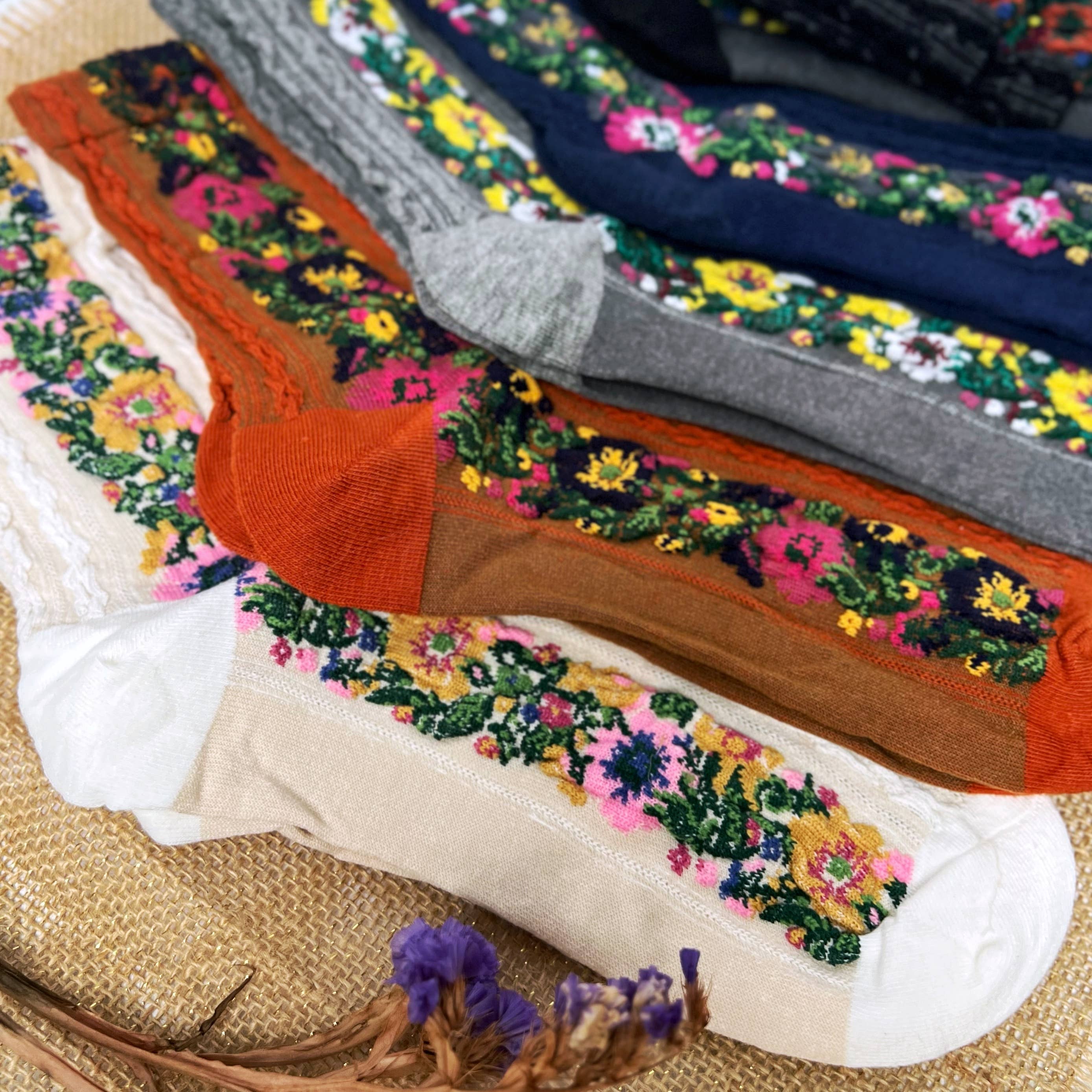 Audrey Vintage Socks: Burnt Orange