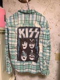 Upcycled Kiss Flannel Shirt