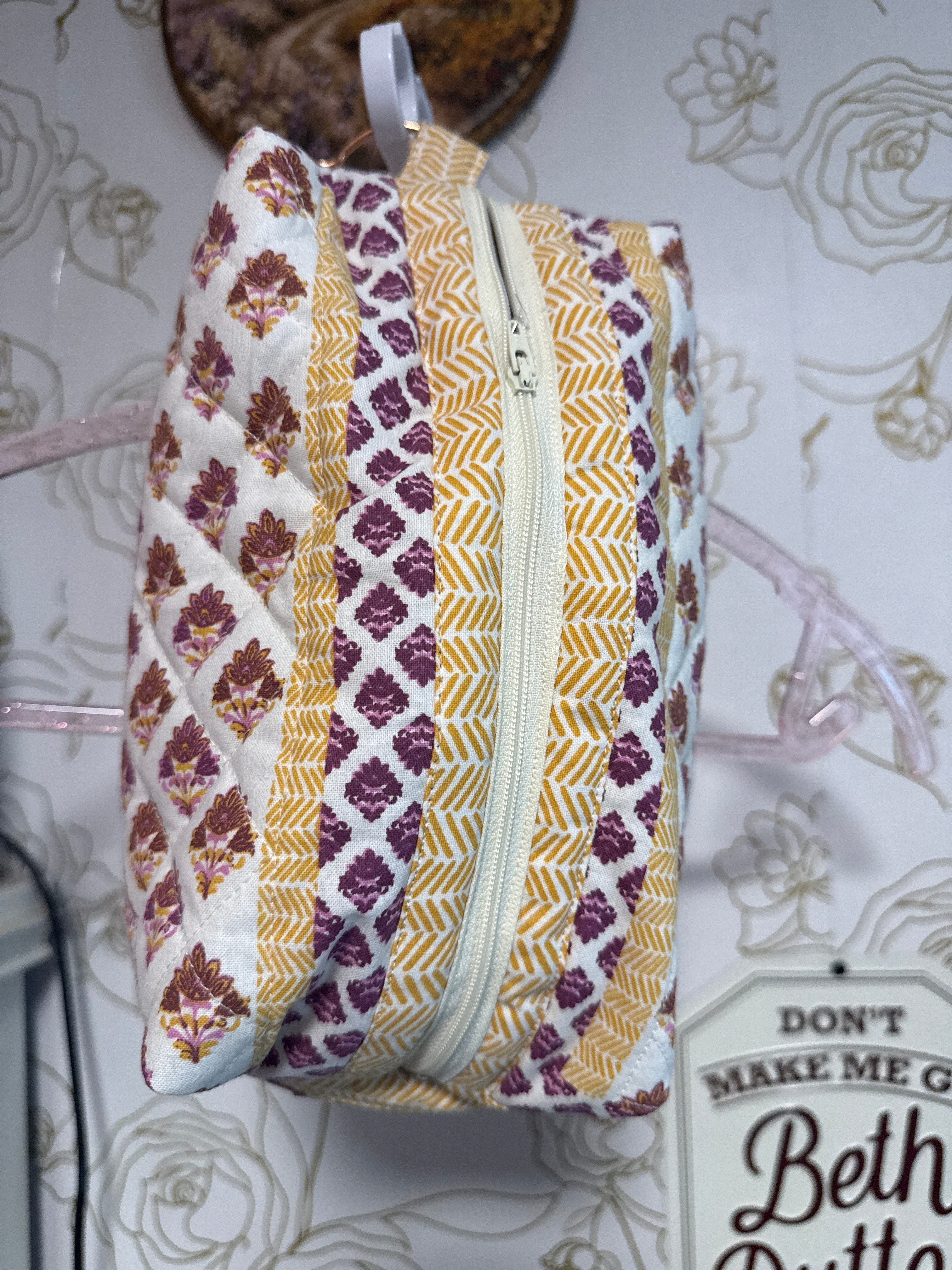 Purple/Yellow Makeup Bag