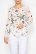 Sparkly Sheer Mesh Top  – 4847BG BLUE STAR: BLUE STAR / XL