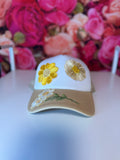 Yellow Crochet Flowers Trucker Hat