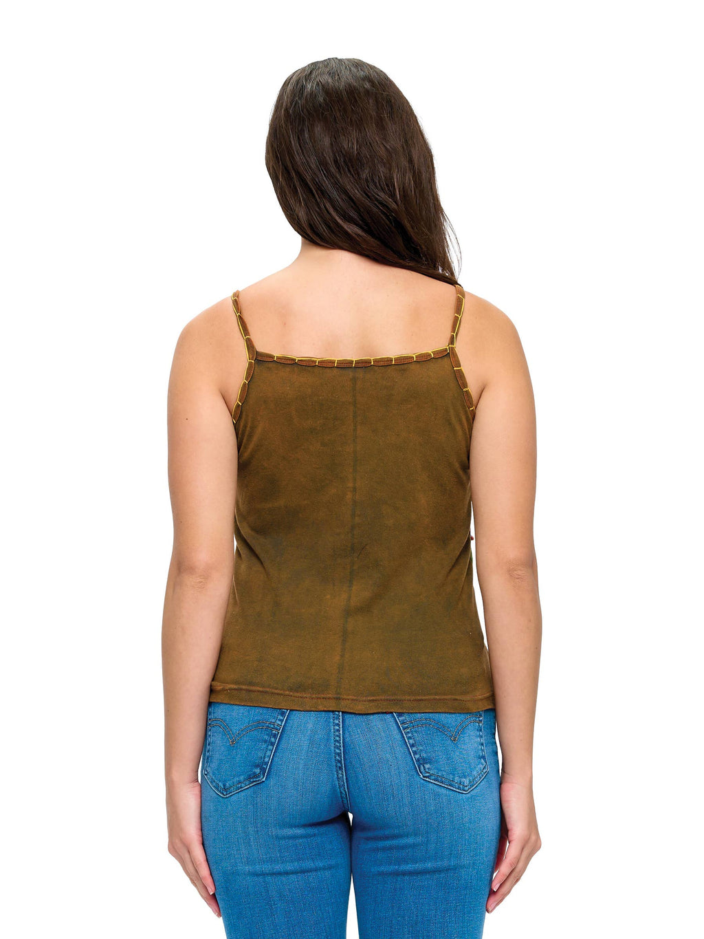 Tank Top Patchwork Handstitched Detailing: Green Multi / S/M