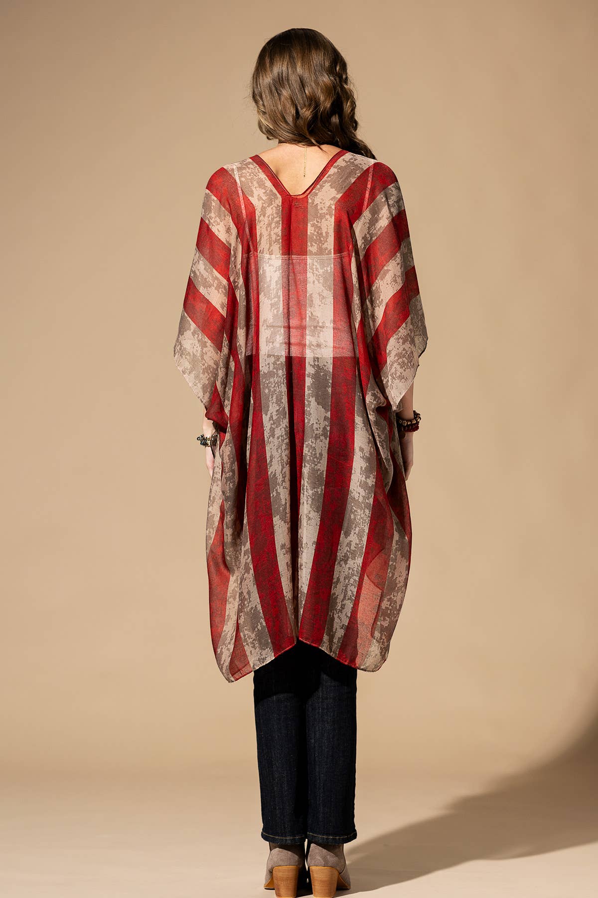 Vintage Inspired USA Print Kimono: Flag / OS