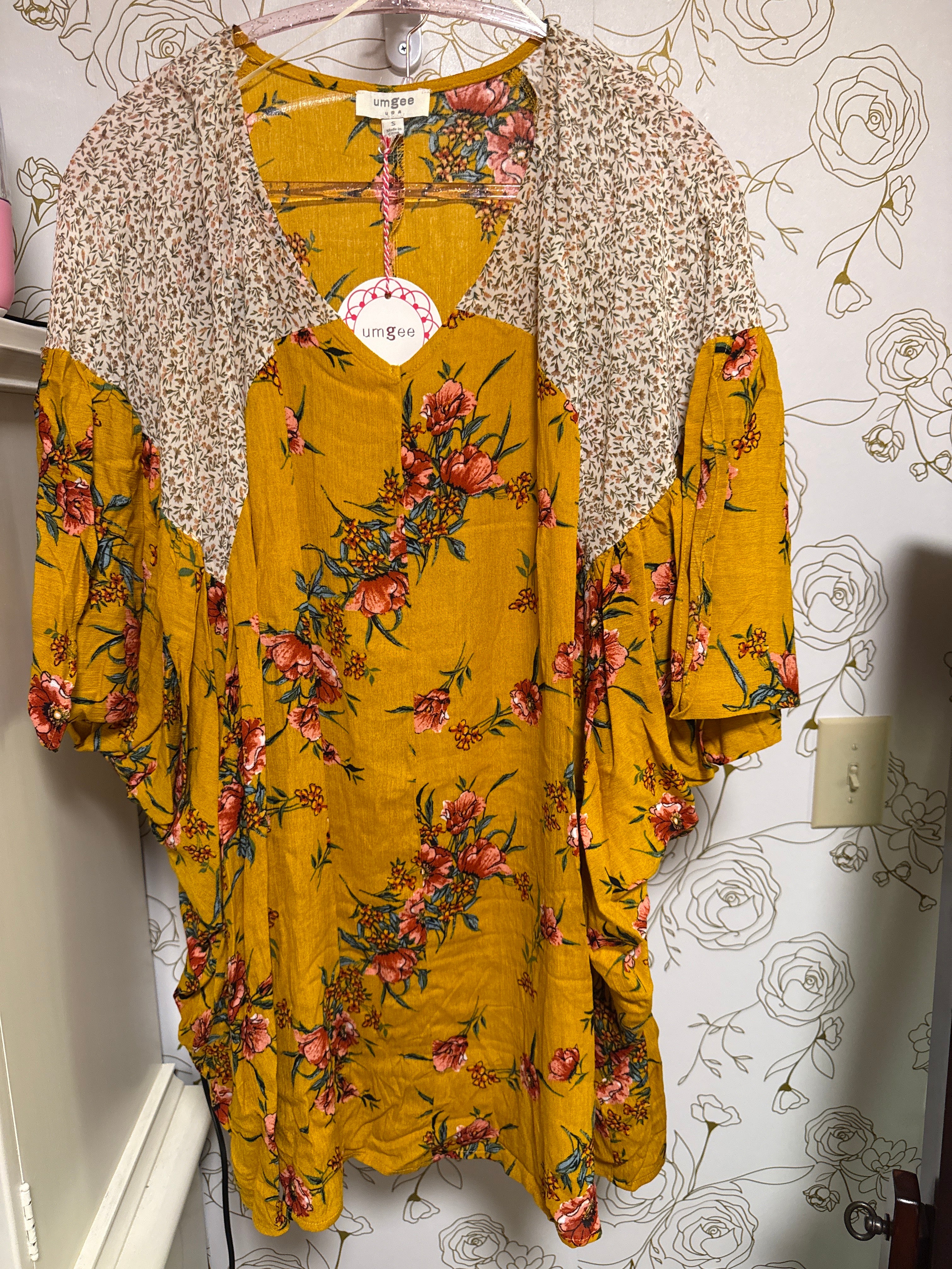 Umgee Fall Goldenrod Flower Tunic Shirt Oversized