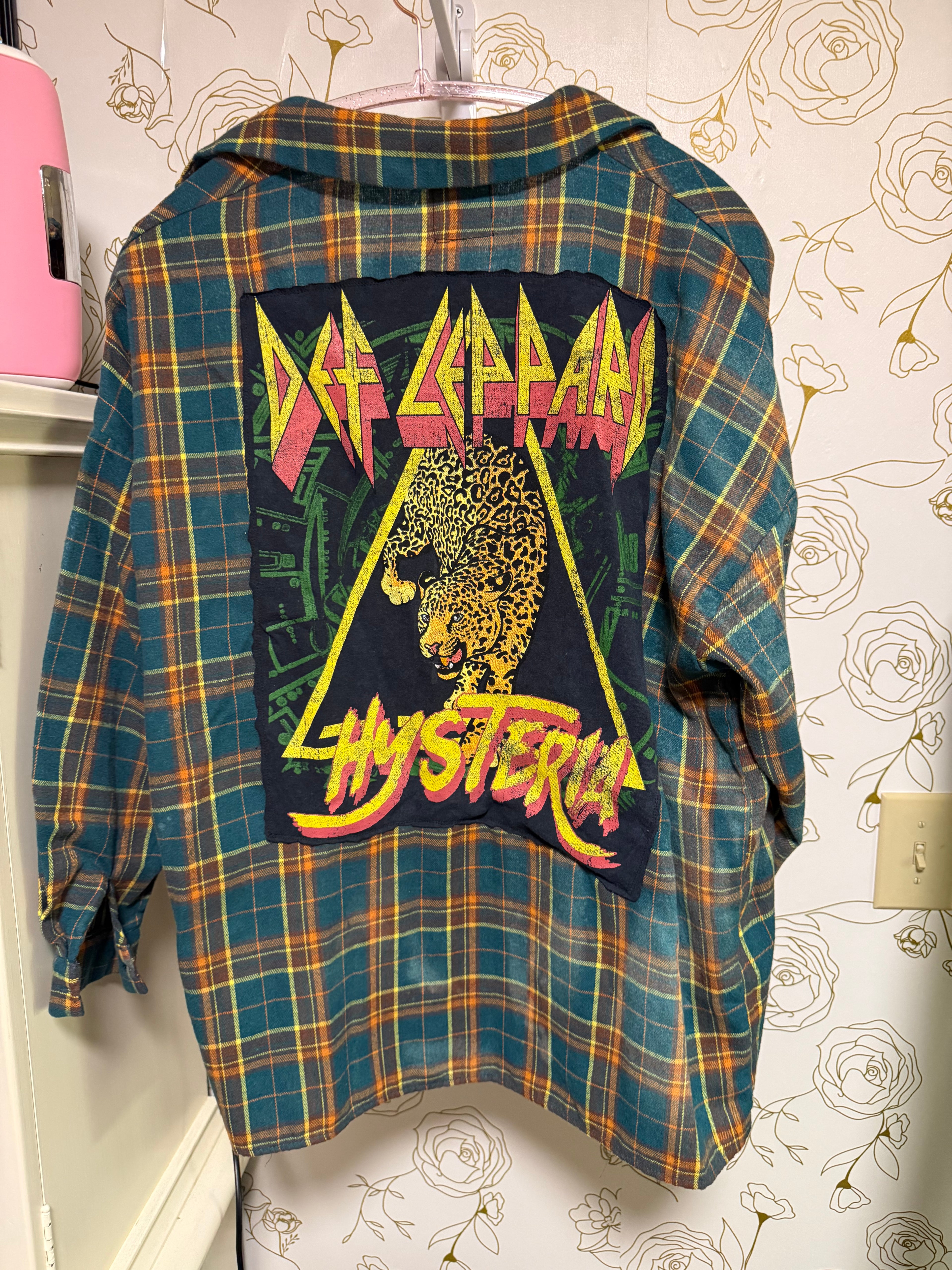 Upcycled Def Leppard Flannel Shirt