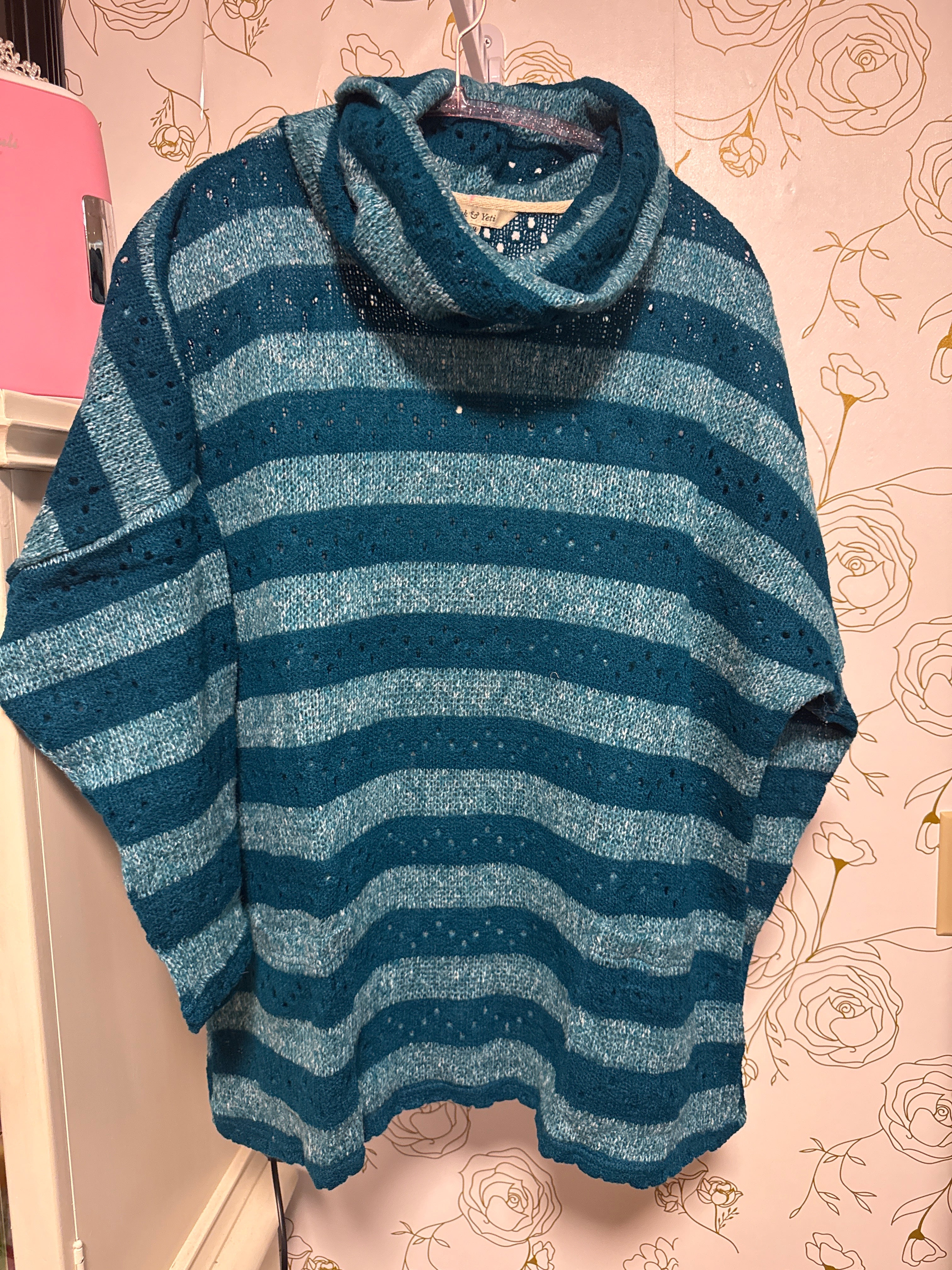 Yak & Yeti Teal Cowl Neck Sweater