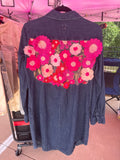 Pink Flower Denim Duster