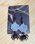 Glow in the Dark Embroidered Spider Halloween Earrings