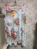 Avery Apparel Company Blue Flower Oversized Tank Shirt