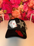 Cards, Cherry and Star Black Checkered Trucker Hat