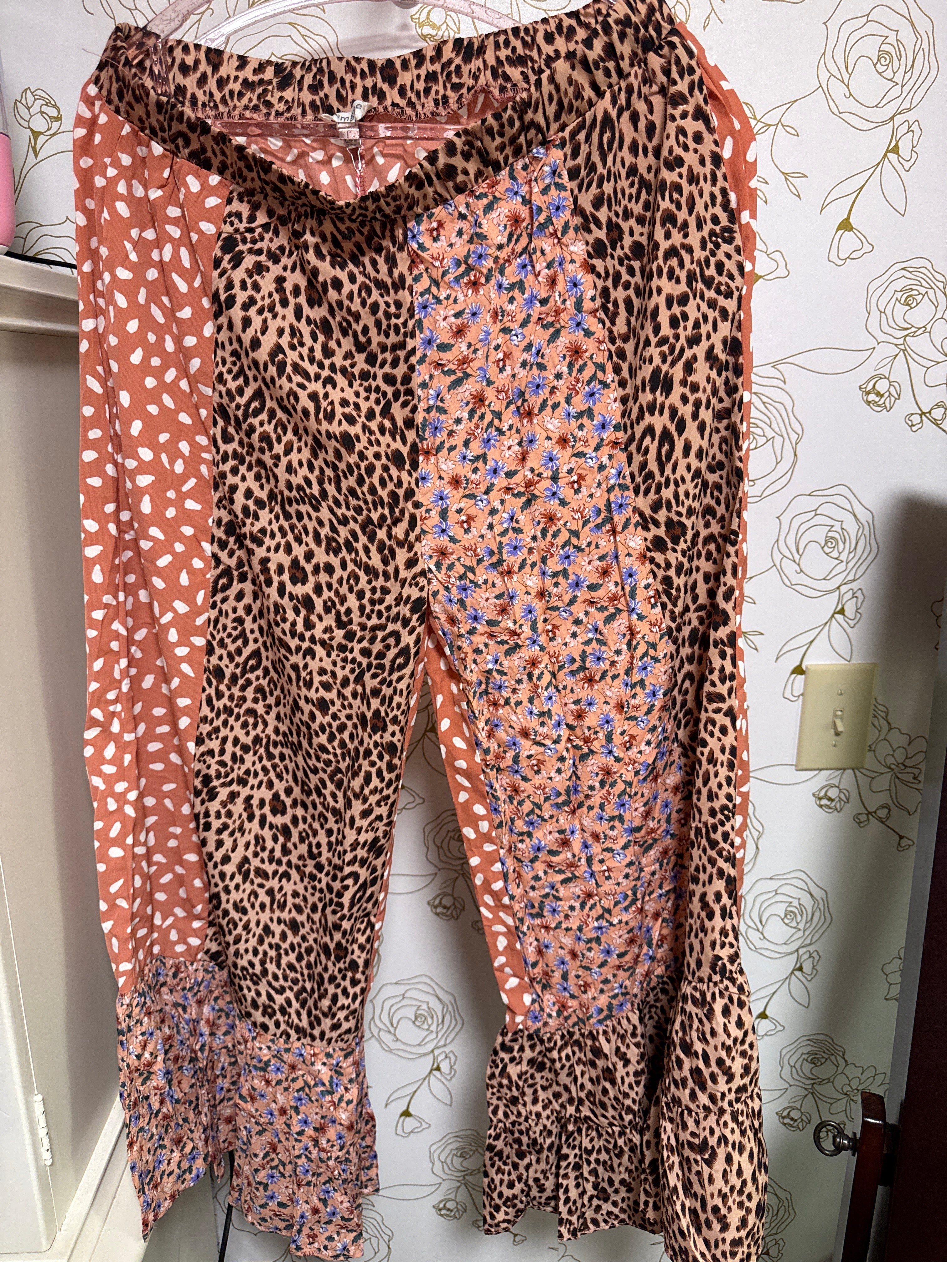 Umgee Leopard Bell Bottom Pants
