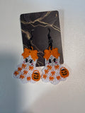 Handmade Embroidered Halloween Ghost Earrings