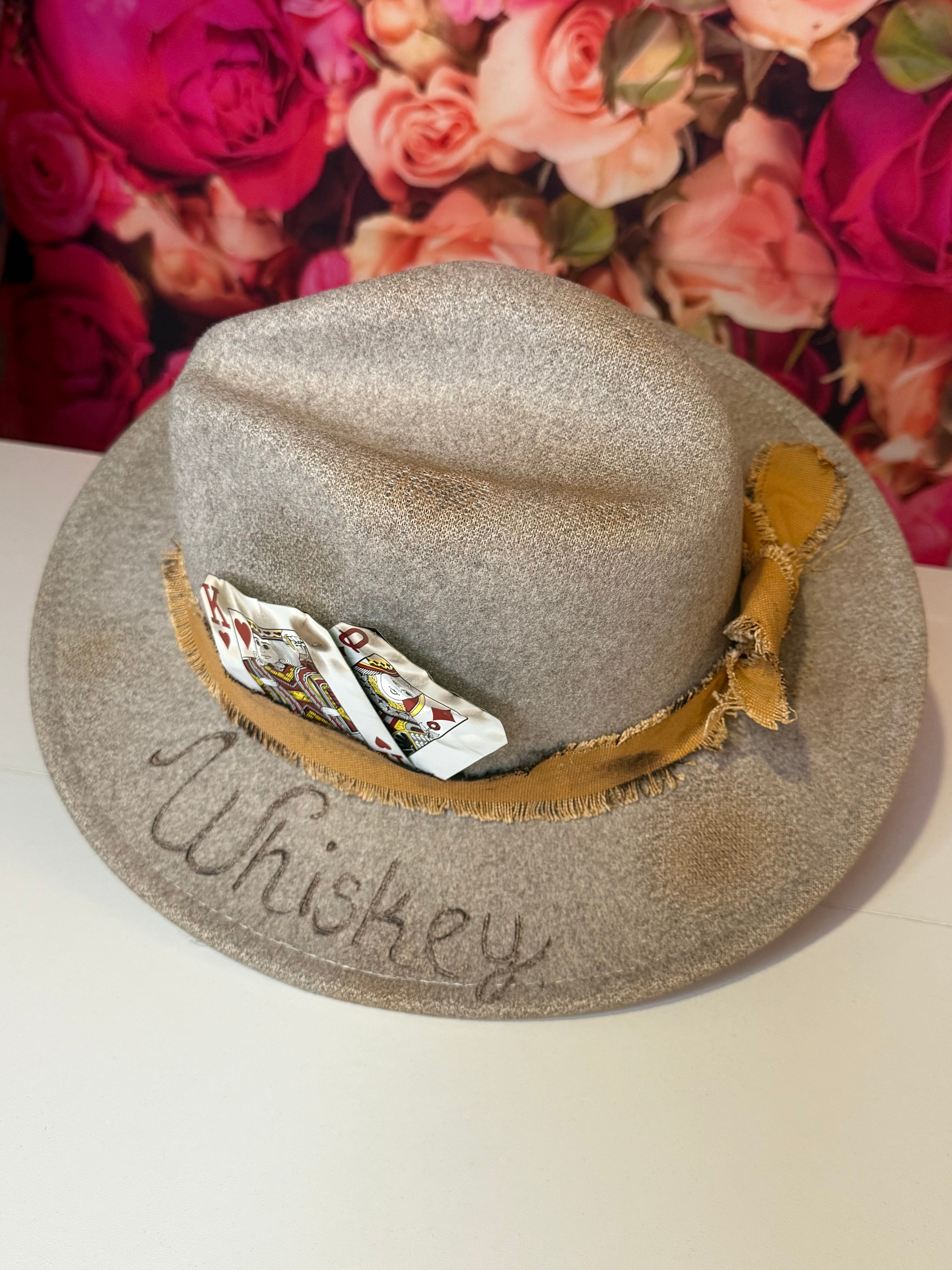 Whiskey and Dice Burnt Western Hat