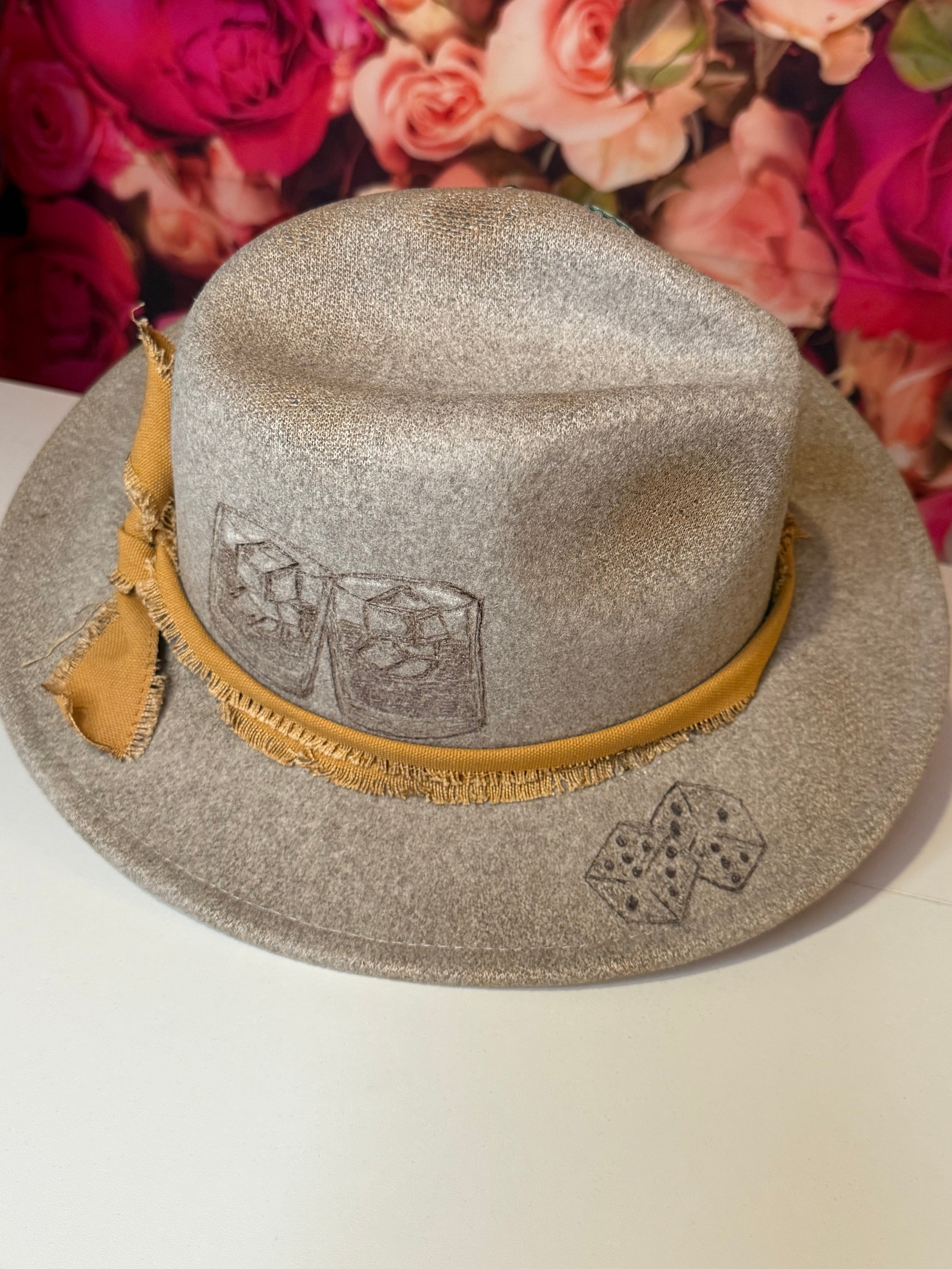 Whiskey and Dice Burnt Western Hat