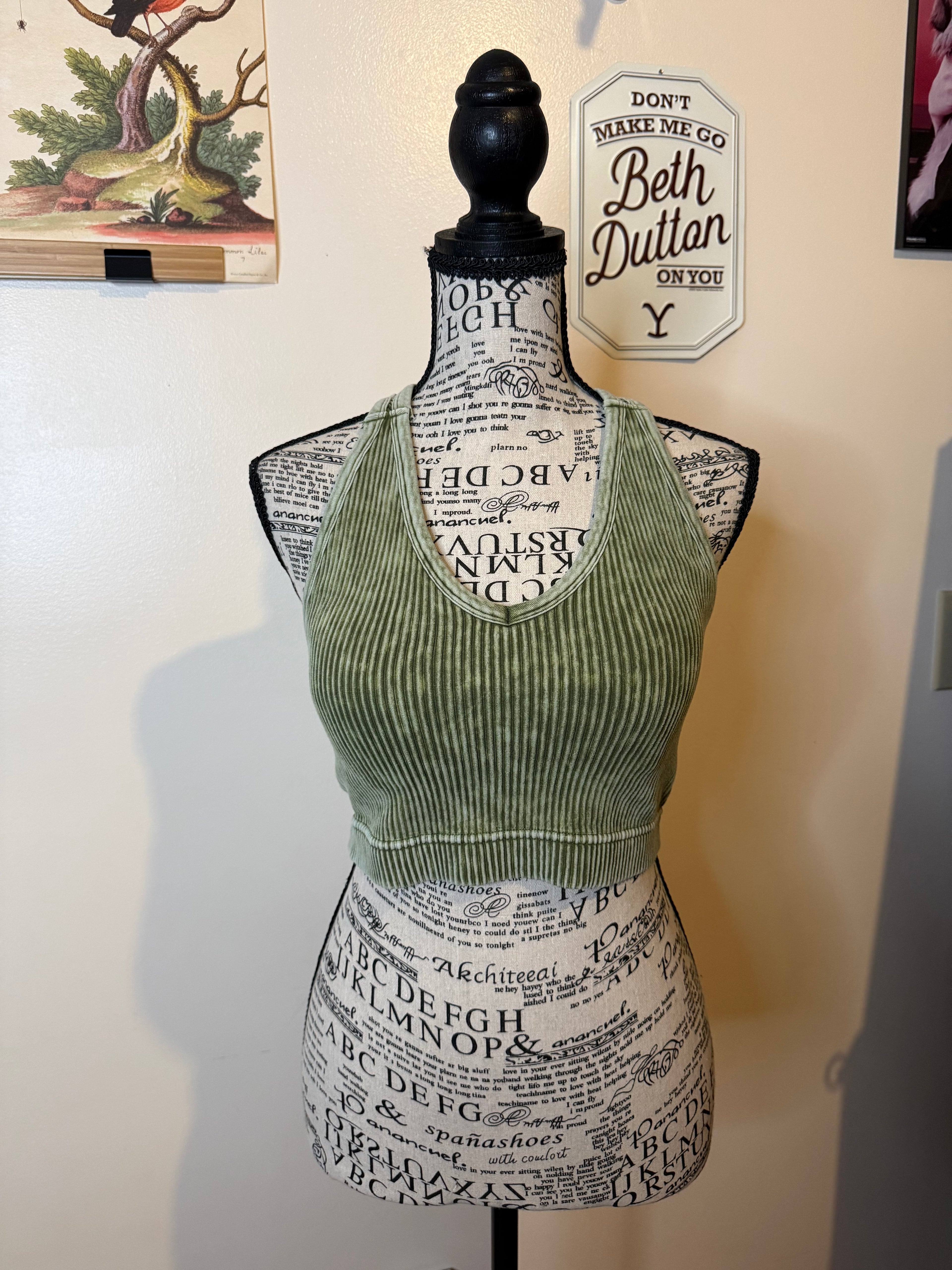 Stone Washed Seamless Racerback Tank Top W Bra Pad