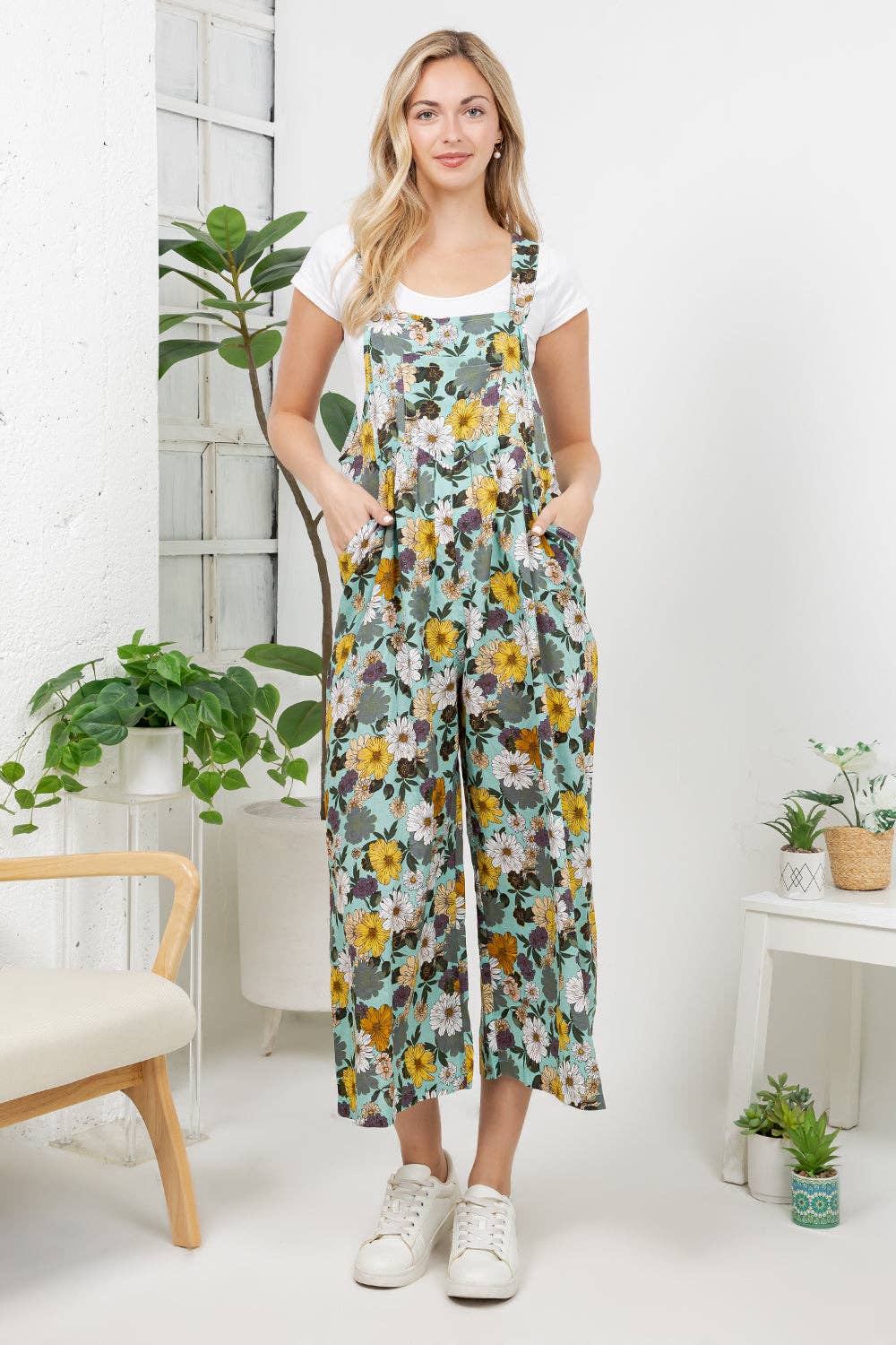 Vintage Floral Print Overall: M