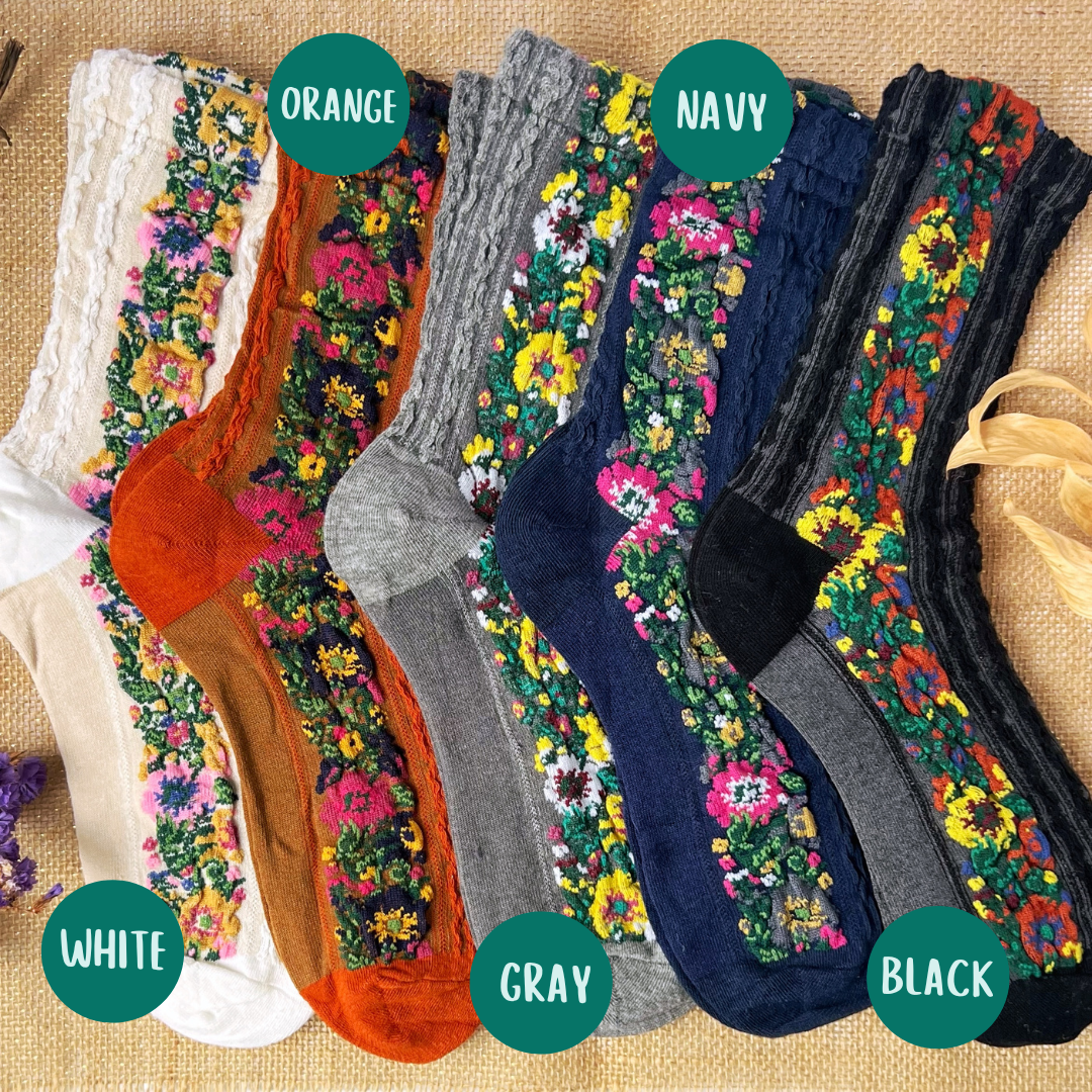 Audrey Vintage Socks: Navy