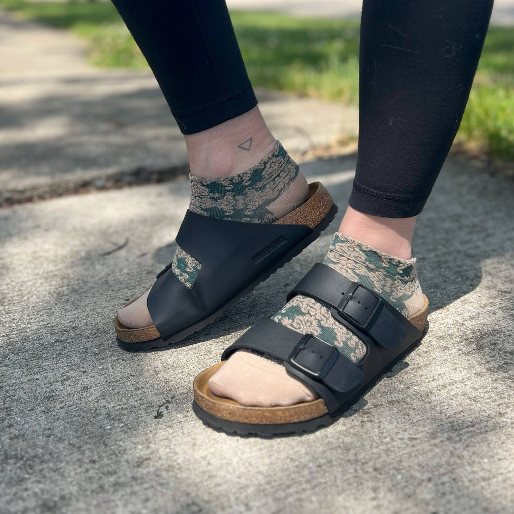 Haden Floral Ankle Socks: Teal
