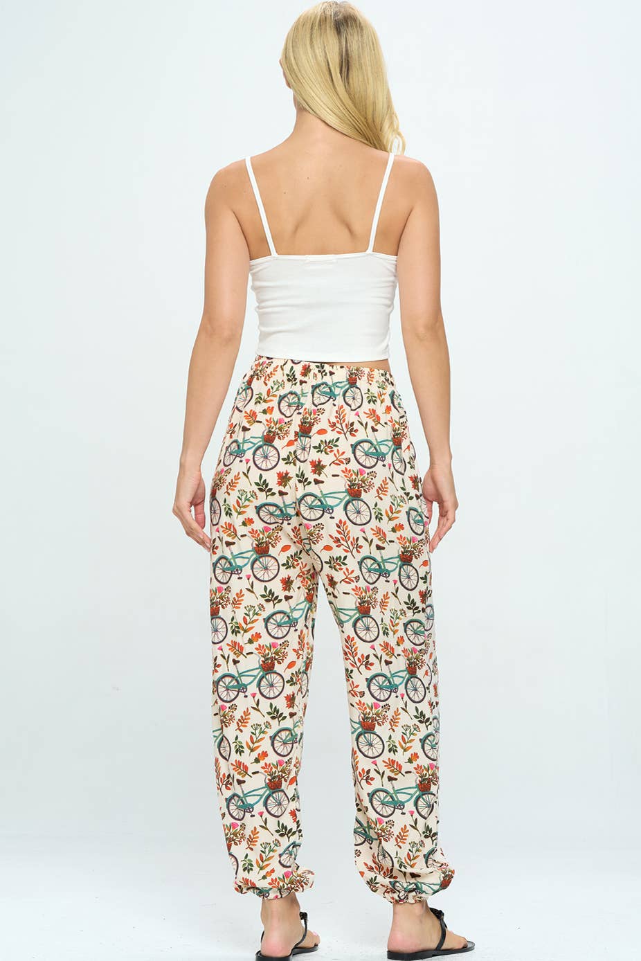 Bicycle with Floral Print Pant With Drawstring and Pocket One Size, (fits up M)