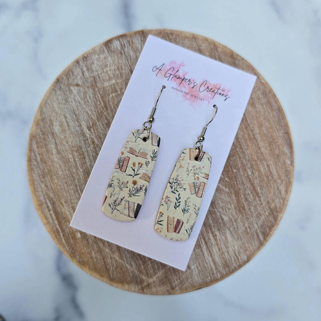 Boho Bookish Mini Bar Leather Earrings
