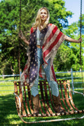 Vintage Inspired USA Print Kimono: Flag / OS
