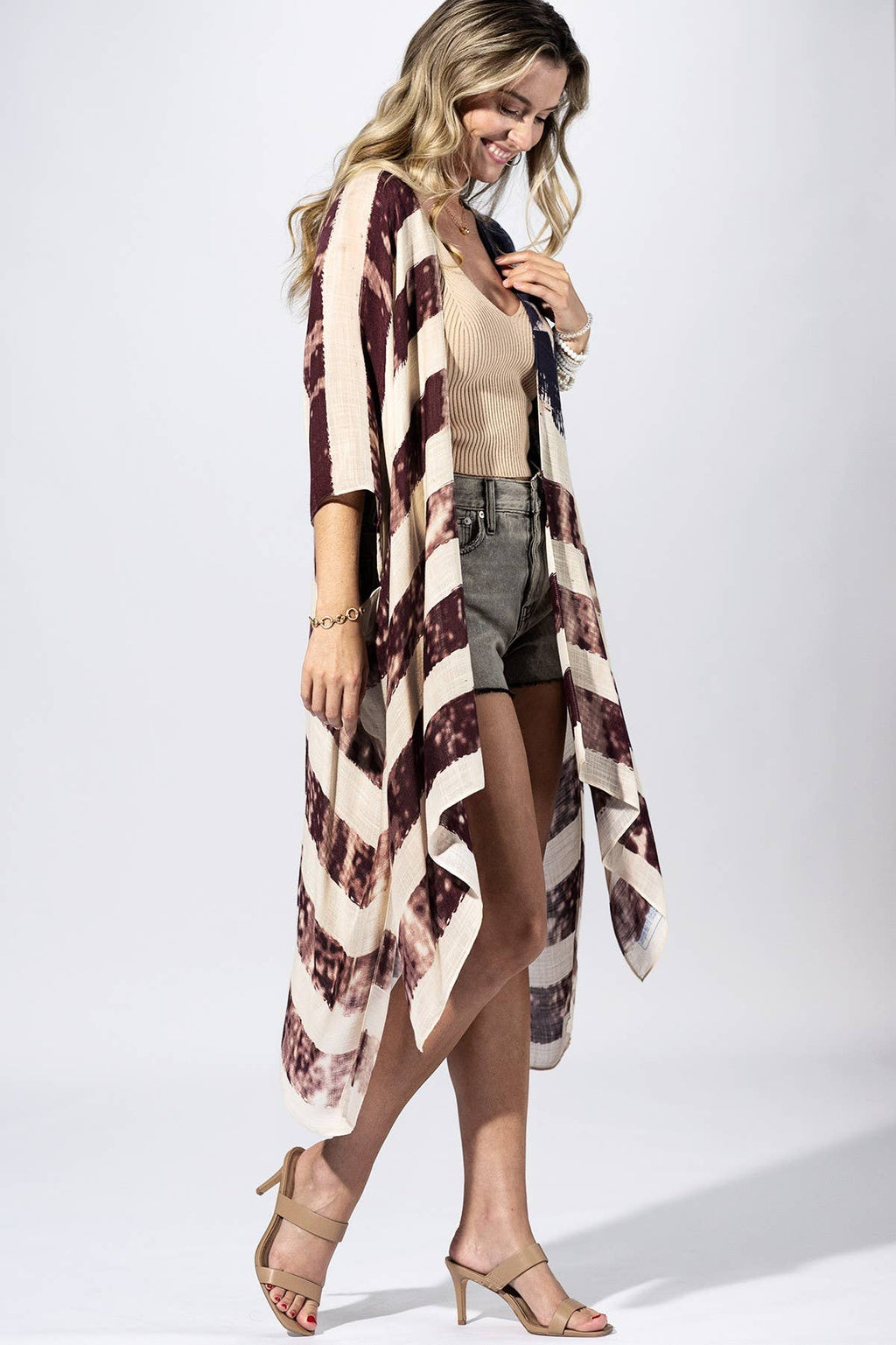 Vintage Americana Flag Kimono: FLAG MULTI / 2 / One Size