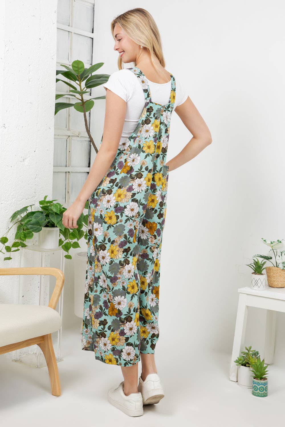 Vintage Floral Print Overall: XL