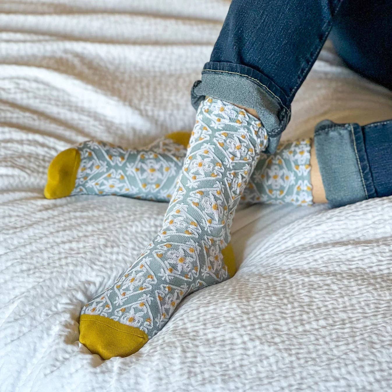 Haden Floral Socks: Sage